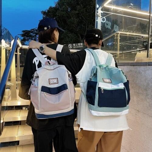 New Winter Women Backpak Nylon Contrast Color School Bag For Girls Large-capacity Waterproof Student Shoulder Bag Laptop Bags