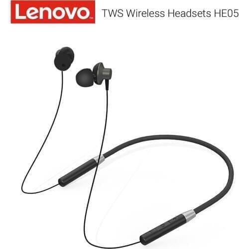 Original Lenovo He05 Bluetooth Headphone 0.6m Wireless Earphones BT5.0 Sports Sweatproof Headset IPX5 with Mic Noise Cancelling