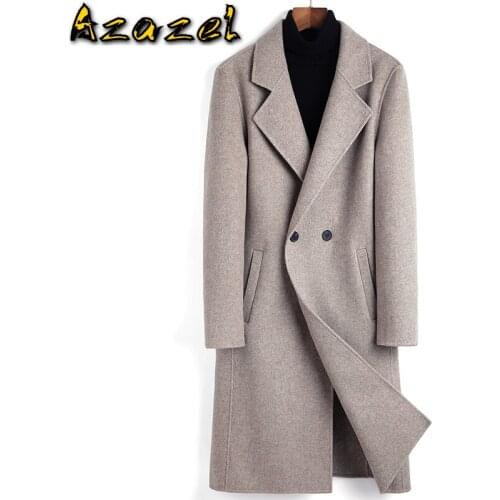Azazel Long 100% Wool Coat Men Jacket Double Breasted Overcoat Clothes Mens Coats and Jackets Sobretudo Masculino 9909 KJ4292