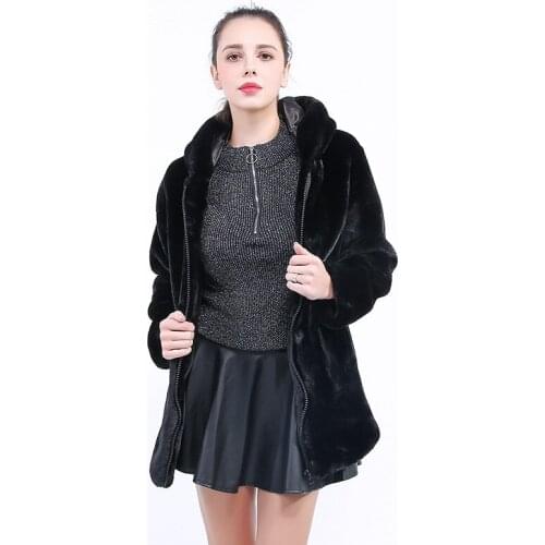 Savabien Winter Warm Hooded Black Long Sleeve Zipper Faux Fur Coat Harajuku Vintage Festival Streetwear Female Cardigan Parka