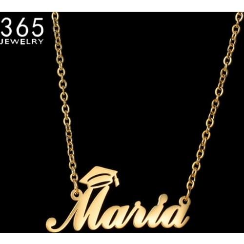 Customized Name Pendant Necklace Personalized Stainless Steel Custom Letter Nameplate Pendant collares para mujer Jewelry Gift
