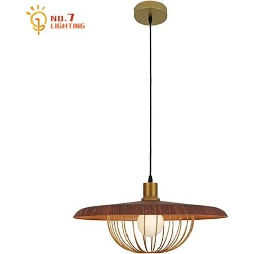 Chinese Zen Art Restaurant Pendant Lights Modern Individual Wood Grain Hanging Lamp Led E27 Home Decor Study Office Living Room
