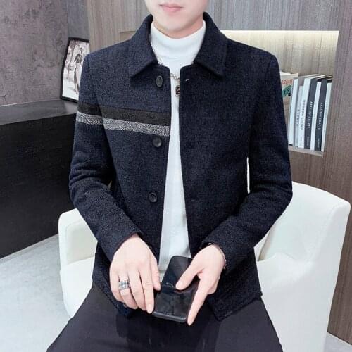Casual New Wool Suit Coat 2021 Autumn and Winter Short Woolen Coat Korean Slim Turn Collar Jacket Coat Windbreaker M-3xl