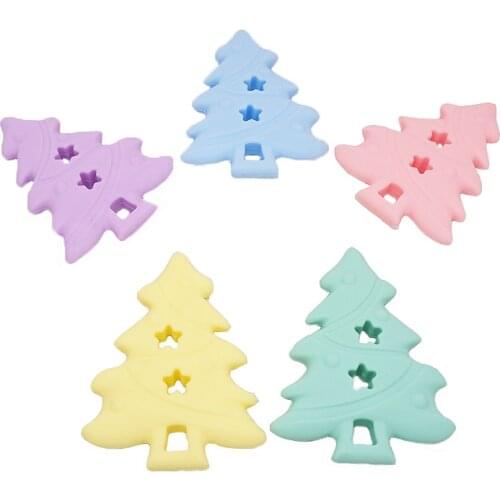 Chenkai 10PCS Baby Silicone Christmas Tree Teether Baby Shower Pacifier Teething Toy BPA Free Dummy Teether Toy Accessories