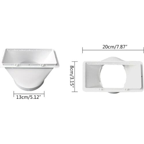 5.12'' Rectangular Exhaust Hose Connector Tube Connector Air Hood Baffle Plate Mobile Air Conditioning Accessories N0PF