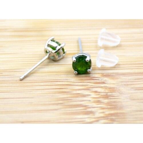 S925 sterling silver round prong claw setting stud earring red green purple yellow cubic zircon stud earrings for girl gift