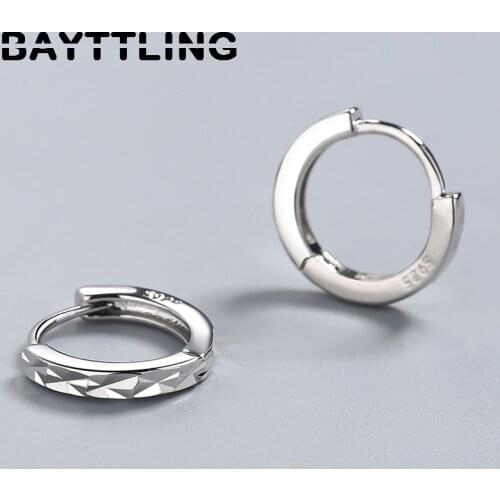 BAYTTLING New 925 Sterling Silver 15MM Simple Glossy Hoop Earrings For Women Fashion Wedding Jewelry Gifts