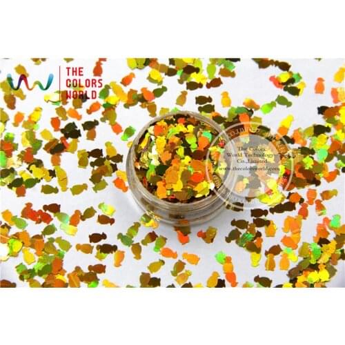 TCA200 holographic Gold Color Penguin shape Glitter 5.0MM Size Glitter for nail Art nail gel makeup