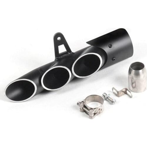 Universal Motorcycle Stainless Steel Exhaust Muffler Three Outlet Tail Pipe Slip On 38mm-51mm