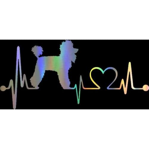 PLAY COOL Cartoon Poodle Heartbeat Dog Car Sticker Automobiles Motorcycles Exterior Accessories Vinyl Decals,19cm*8.9cm