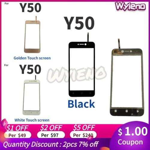 Wyieno Black/White/Golden Sensor Screen For Wiko Y50 Touch Screen Digitizer Glass Panel Touchpad +Tracking