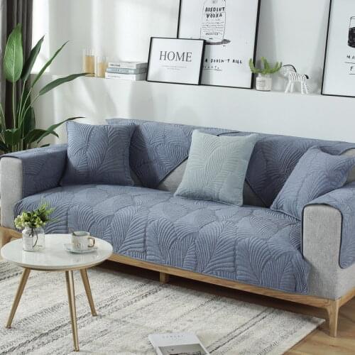 Modern Solid Color Thick Cotton Universal Sofa Cover for Living Room Sofa Towel Slip-resistant Sofa Cover Strech Sofa Slipcover