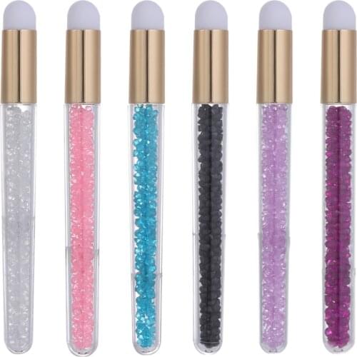 1PC Eyelashes Cleaning Shampoo Brushes Crystal Beads Handle Salon Makeup Brush Blackhead Remover Brush Nose Cleaning Brush