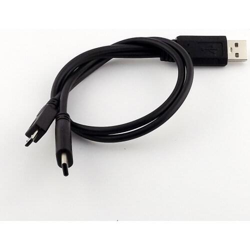 10pcs USB 2.0 A Male To Micro B + USB 3.1 Type C Y Splitter Charging Data Sync Cable 35cm