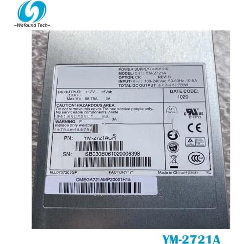 100% working Server power supply For YM-2721A 720W Fully tested