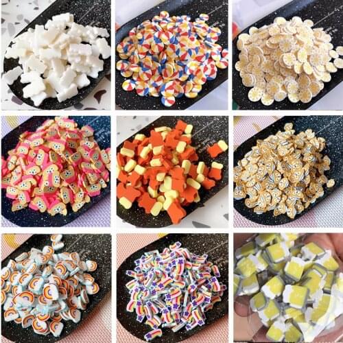 15g Cute Bear Candy Rainbow Sun Slices Polymer Clay Sprinkles for Slimes Filling Resin Epoxy DIY Nail Art Decoration Accessories
