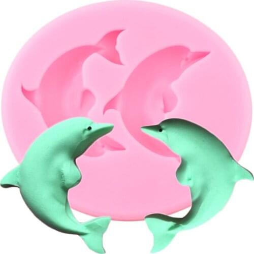 3D Dolphin Silicone Molds Baby Party Cupcake Topper Fondant Cake Decorating Tools Candy Polymer Clay Chocolate Gumpaste Moulds