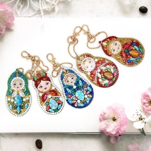 4/5pcs DIY Diamond Painting Keychain Pendant Full Drill Special Shaped Diamond Embroidery Cross Stitch Keychain
