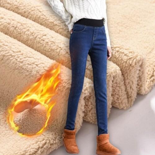 Plus Size Velvet Cashmere thick Mom Jeans Warm Jeans For Woman High Waist Winter Jean Femme 2020 Skinny Denim Womens Trousers