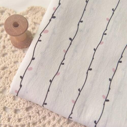 Off-white Peach Blossom Branch Washed Cotton And Linen Fabric Tops, Dresses, Shirts, Curtain Fabrics, Handmade Diy