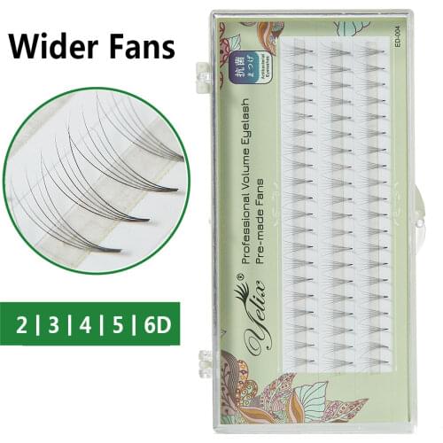Yelix Wider Premade Fans Rapid Lash Extensions 2D-6D Natural Short Root Eyelashes Extension 60 Bunches Pre-made Volume Fan