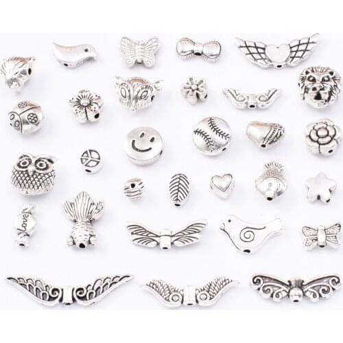 30PCS mixed Butterfly Wing European Small Hole Spacer Beads Fits Diy Handmade Charms Bracelets Accessories js2244