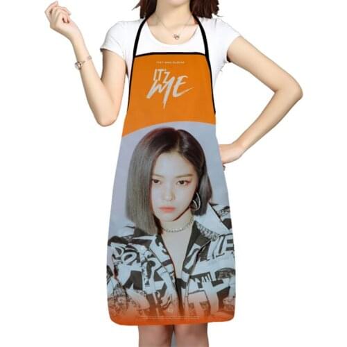 KPOP ITZY Ryujin Pattern Anti-Fouling Kitchen Aprons For Men Women Household Cleaning Cooking Baking Waist Bib 68x95cm 50x75cm