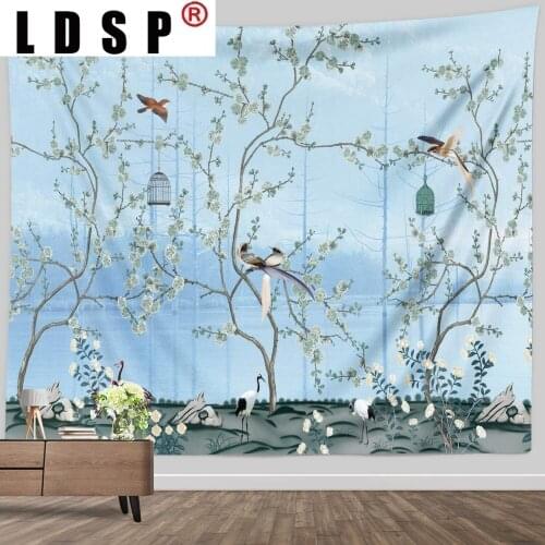LDSP Tapestry Flower Tree Bird Wall Rugs Wall Hanging Fabric Mural Background Cloth Towel Beach Fabric Blanket Living Home Decor