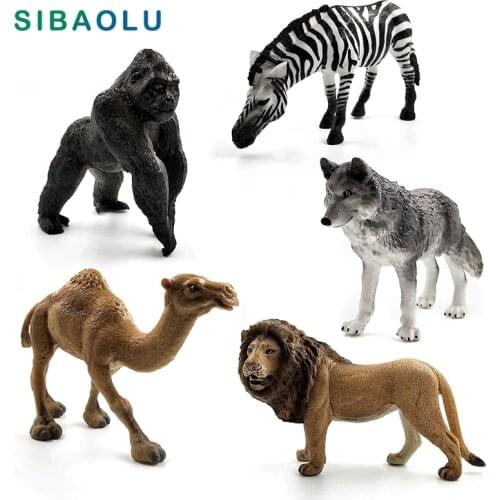 Simulation Zebra Lion Chimpanzee Came Wolf Animal model figurine home decor miniature fairy garden decoration accessories gift