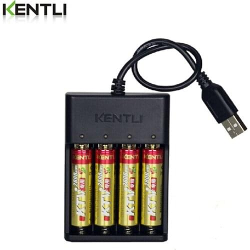 KENTLI 1.5V AA 2800mWh rechargeable lithium batteries wireless microphone rechargeable battery+4 slots Ports USB smart Charger