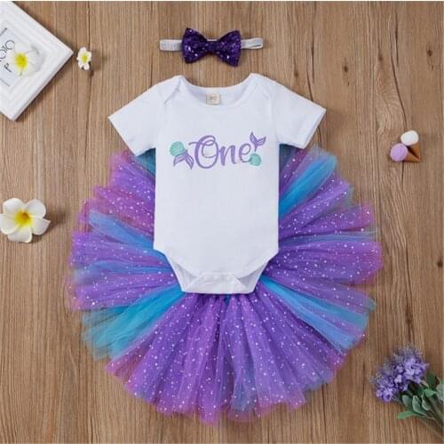Baby Girls Clothes Set Letter Print Short Sleeve O-neck Romper + Tutu Skirt + Bow-knot Headband 3 Piece Set for 0-9 Months