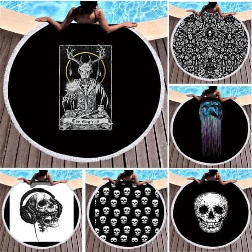 Skeleton Round beach towel Fringed beach towel luxury beach towel Microfiber towel Towel Towel beach Large beach towel For home