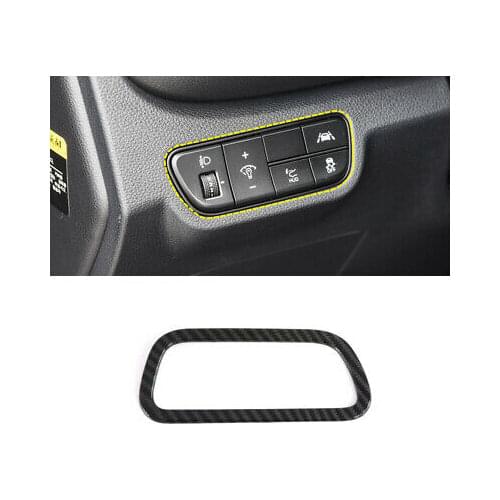LHD Carbon Fiber Look Head Light Switch Button Cover Trim For Kia Seltos 19-20