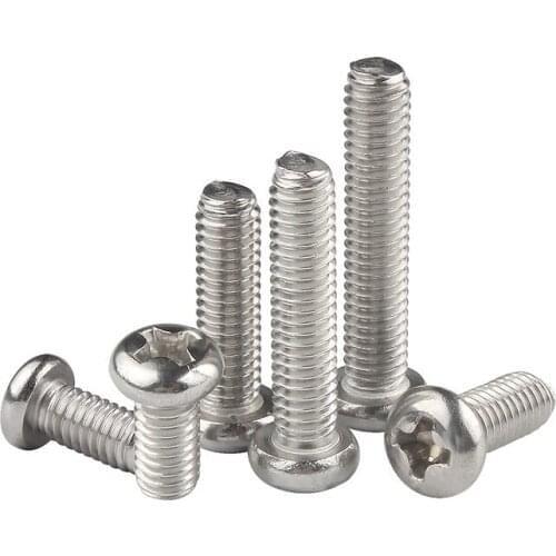 M3 M4 M5 M6 M8 M10 DIN7985 GB818 304 Stainless Steel Cross Recessed Pan Head Screws Phillips Screws