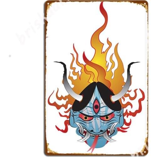 Oni Mask Metal Signs Wall Cave Classic Living Room Wall Plaque Tin sign Posters