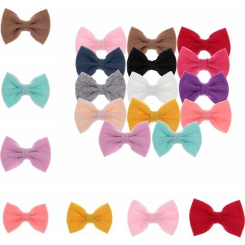 Cute 3.2" 20pcs/lot Felt Hair Bows for Diy Baby Girls Headwear Soft Hair Bows for Handmade Hairpins Clips Hair Accessories