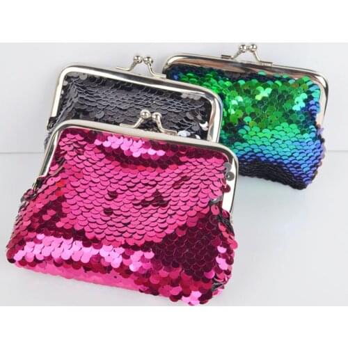 Girls Sequins Mini Buckle Wallet Vintage Change Coin Purse Cute Childrens Wallet Clutch Wallet Pouch Fashion Accessories