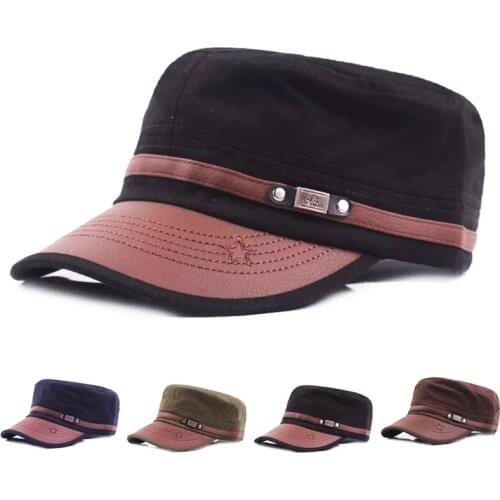 2020 Summer Baseball Cap Mens Cotton Leather Color Matching Thin Autumn Outdoor Hiking Flat Top Sun Hat Handsome Couple Hat