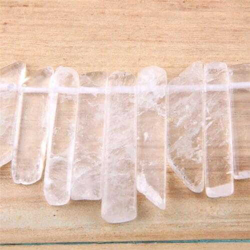 Natural Clear Crystal Point Beads 5-8 mm*20-48 mm Transparent Quartz Drilled Polished Slab Stick Beads For DIY Graduated Pendant