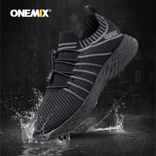 2021 New Black Mens Running Shoes ONEMIX Waterproof And Breathable Training Sports Shoes Mens Outdoor Non-Slip Hiking Shoes