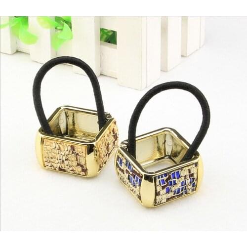 New style hair accessories horse tail buckle hair ring color sequin square hair buckle rope head rope hair rope