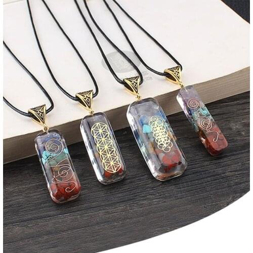 Hand-made resin natural stone aurora necklace personality small fresh wild men and women long pendant