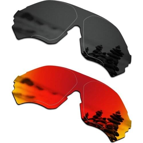 SmartVLT 2 Pieces Polarized Sunglasses Replacement Lenses for Oakley EVZero Range Stealth Black and Fire Red
