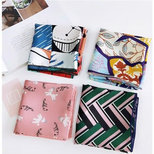 Popular Sale!!! New Elegant Women Square Silk Head Neck Feel Satin Scarf Skinny Retro Hair Tie Band Small Fashion Square Scarf