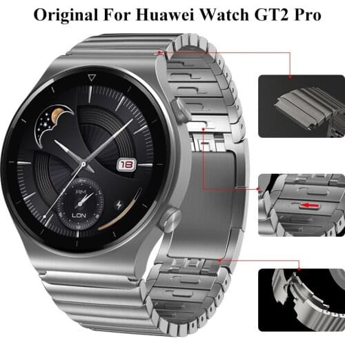 Original Titanium Grey Strap for Huawei Watch GT2 Pro 22mm Stainless Steel Correa Metal Watch Band for GT2 46mm GT2e Wrist Band
