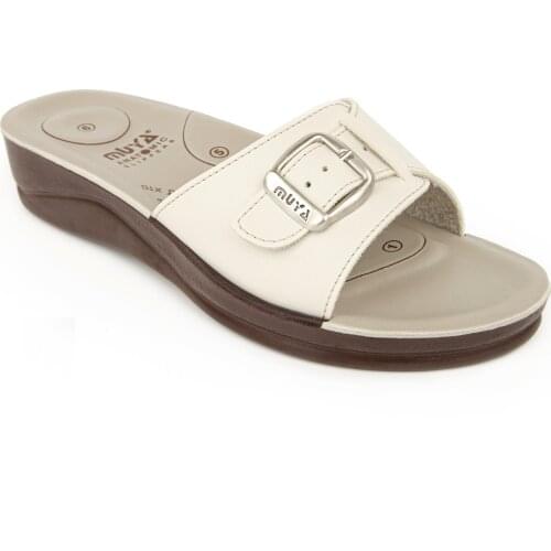 Muya Women Slippers Single Buckle Casual Flat Sandals Home Street Adult 3 Colors Faux Leather Summer Winter Solid Women Shoes