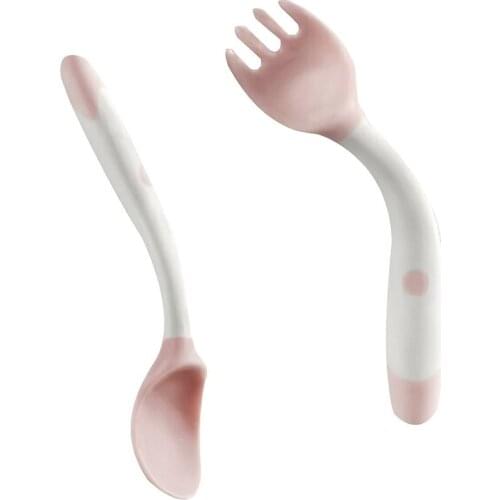 Silicone Spoon For Child Utensils Set Auxiliary Food Toddler Training Bendable Soft Fork Infant Children Tableware