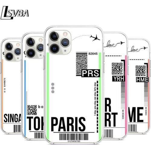 Fly Ticket Paris Tokyo Silicone Cover For Apple iPhone 12 Mini 11 Pro XS Max XR X 8 7 6S 6 Plus 5S SE 2020 Phone Case