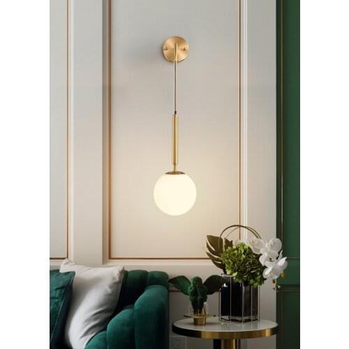 Modern Sconce Wall Lights Bedside Decoracion Hogar Moderno Stairs Led Light Nordic Round Glass Led Indoor Wall Lamp Gold Black