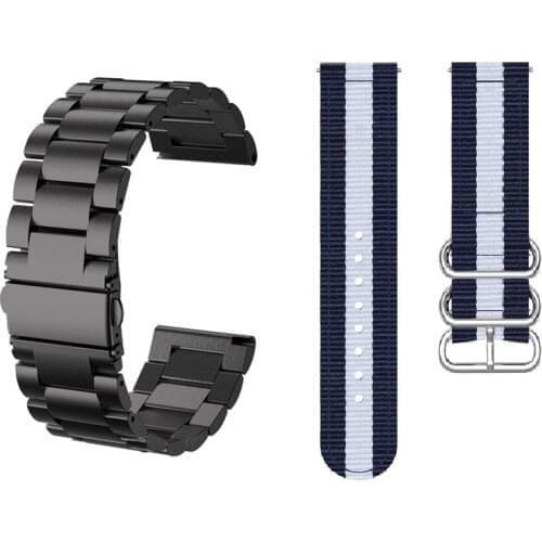 Steel buckle steel nylon Band for Garmin Vivoactive 3 Music Vivomove HR Watch Strap for Forerunner 645 245M Bands Bracelet 20mm